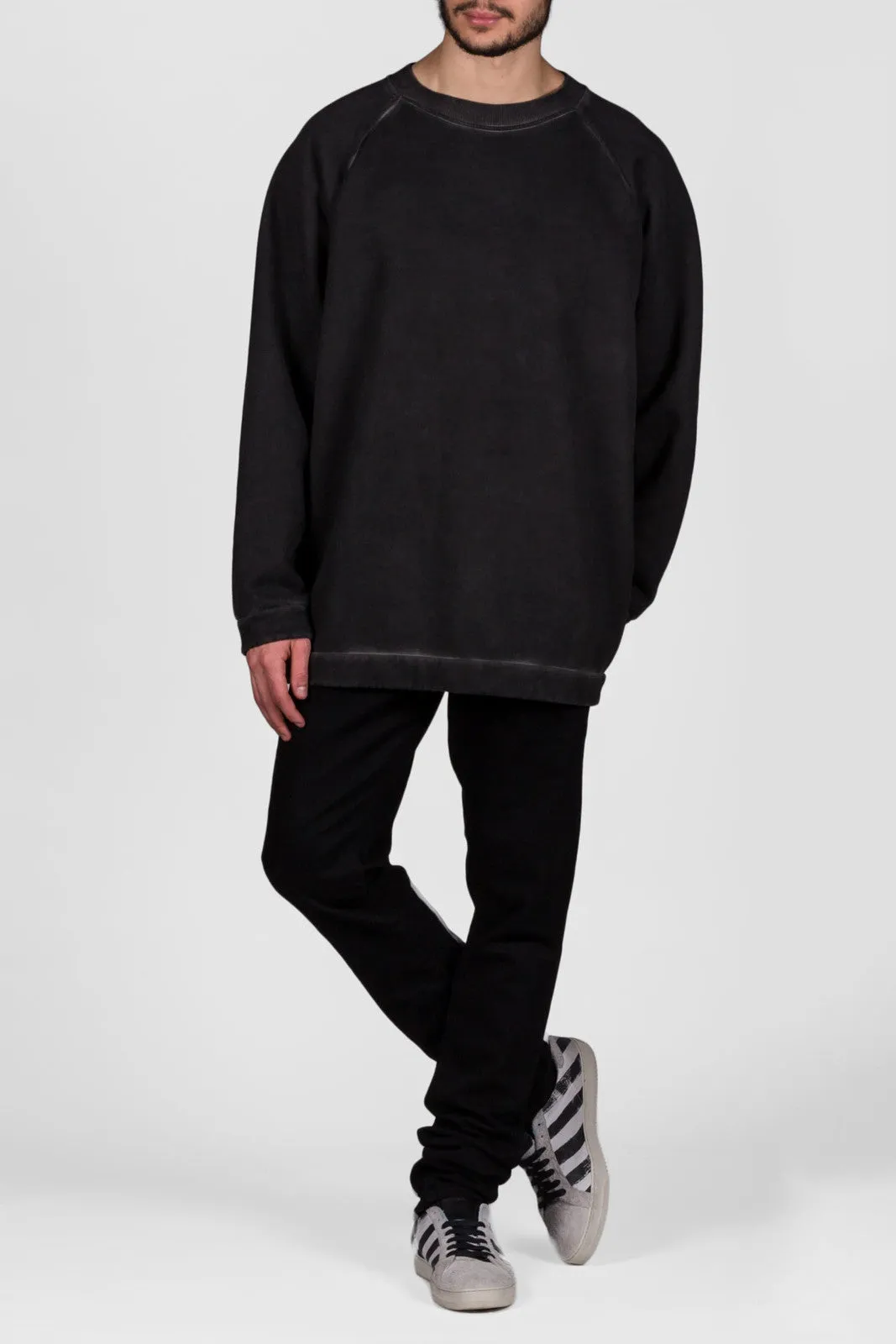 Fleece Crewneck Garment Dye Black No Col