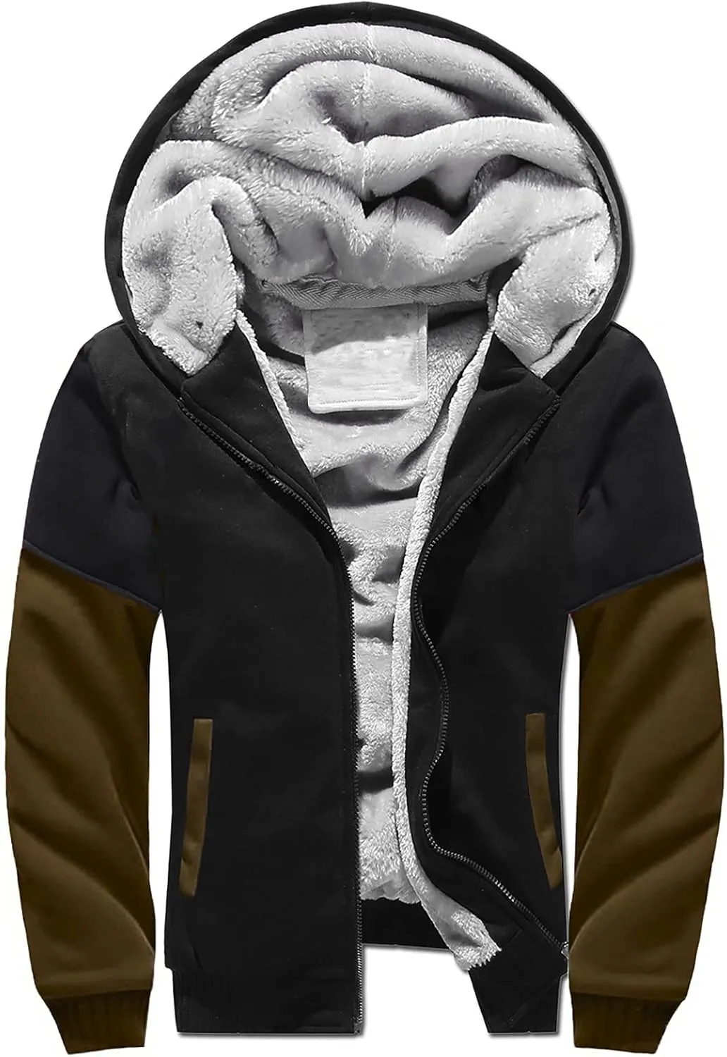 Fleece Lined Hoodie for Men Pullover Winter Workout Fleece Hoodie Jackets Full Zip Wool Warm Thick Coats