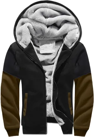 Fleece Lined Hoodie for Men Pullover Winter Workout Fleece Hoodie Jackets Full Zip Wool Warm Thick Coats