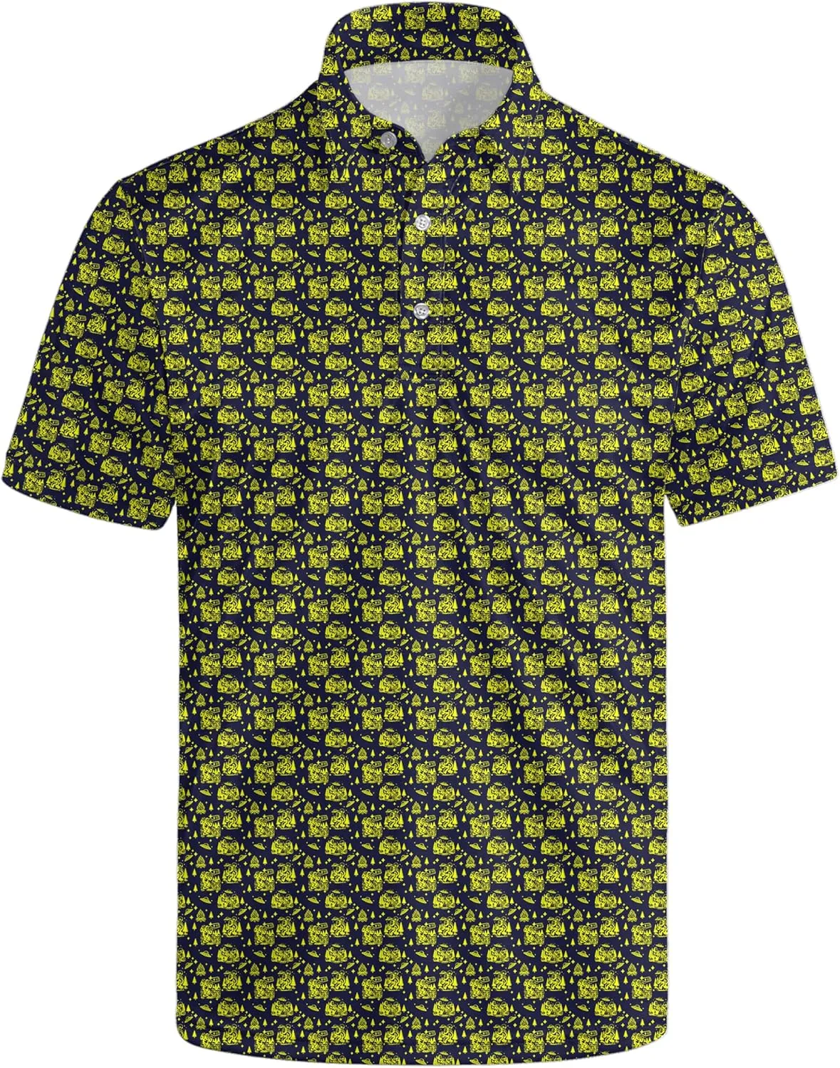 Funny Mens Golf Shirt Moisture Wicking Quick Dry Print Performance Short Sleeve Collared Polo Shirts for Men