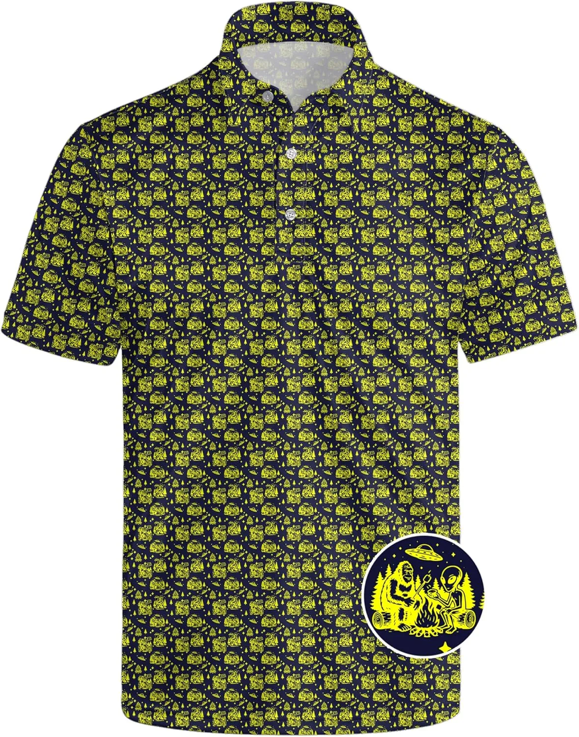 Funny Mens Golf Shirt Moisture Wicking Quick Dry Print Performance Short Sleeve Collared Polo Shirts for Men