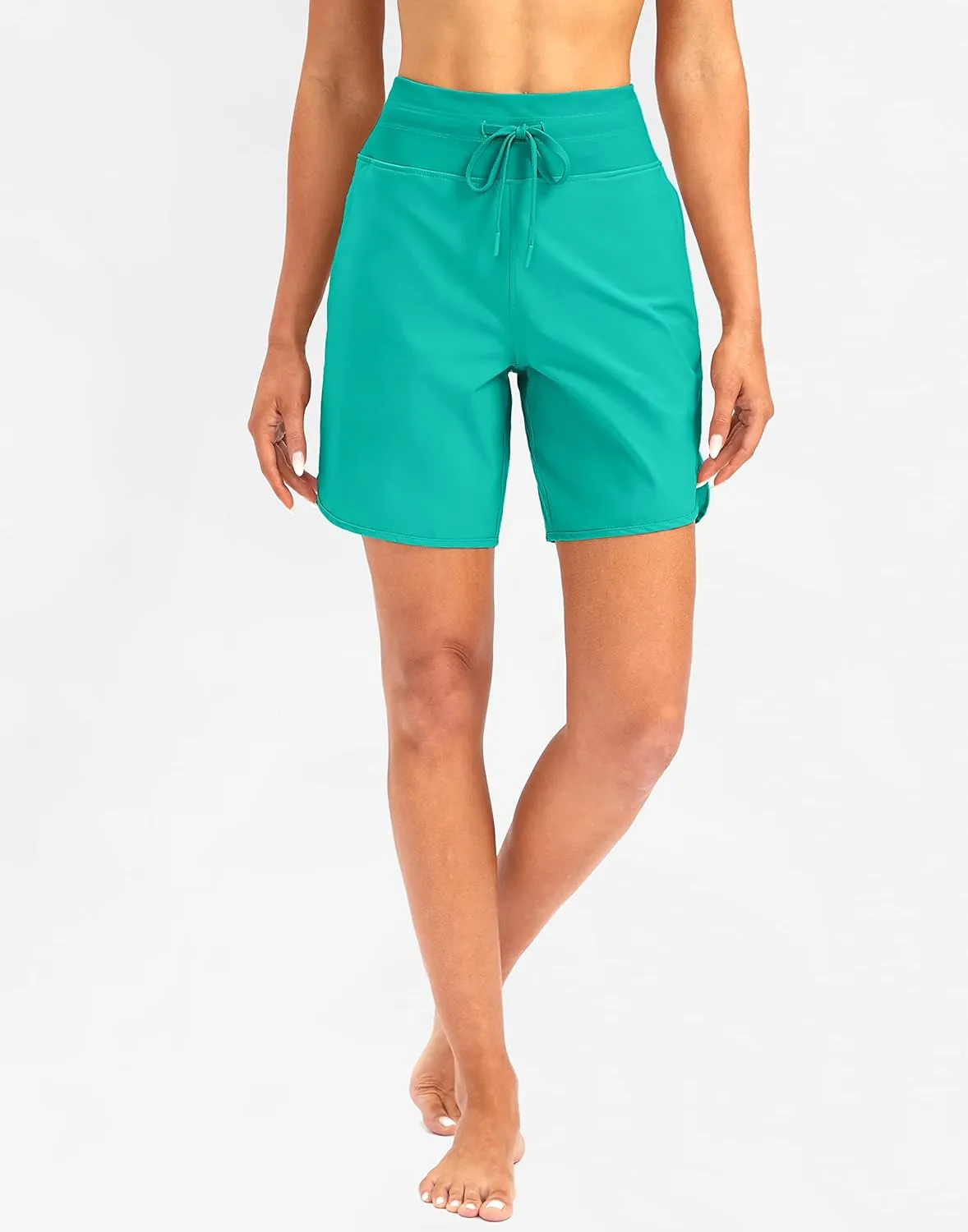 G Gradual Women's 7" Quick Dry High Waisted Swim Board Shorts with Zipper Pockets UPF 50  Beach Shorts for Women with Liner