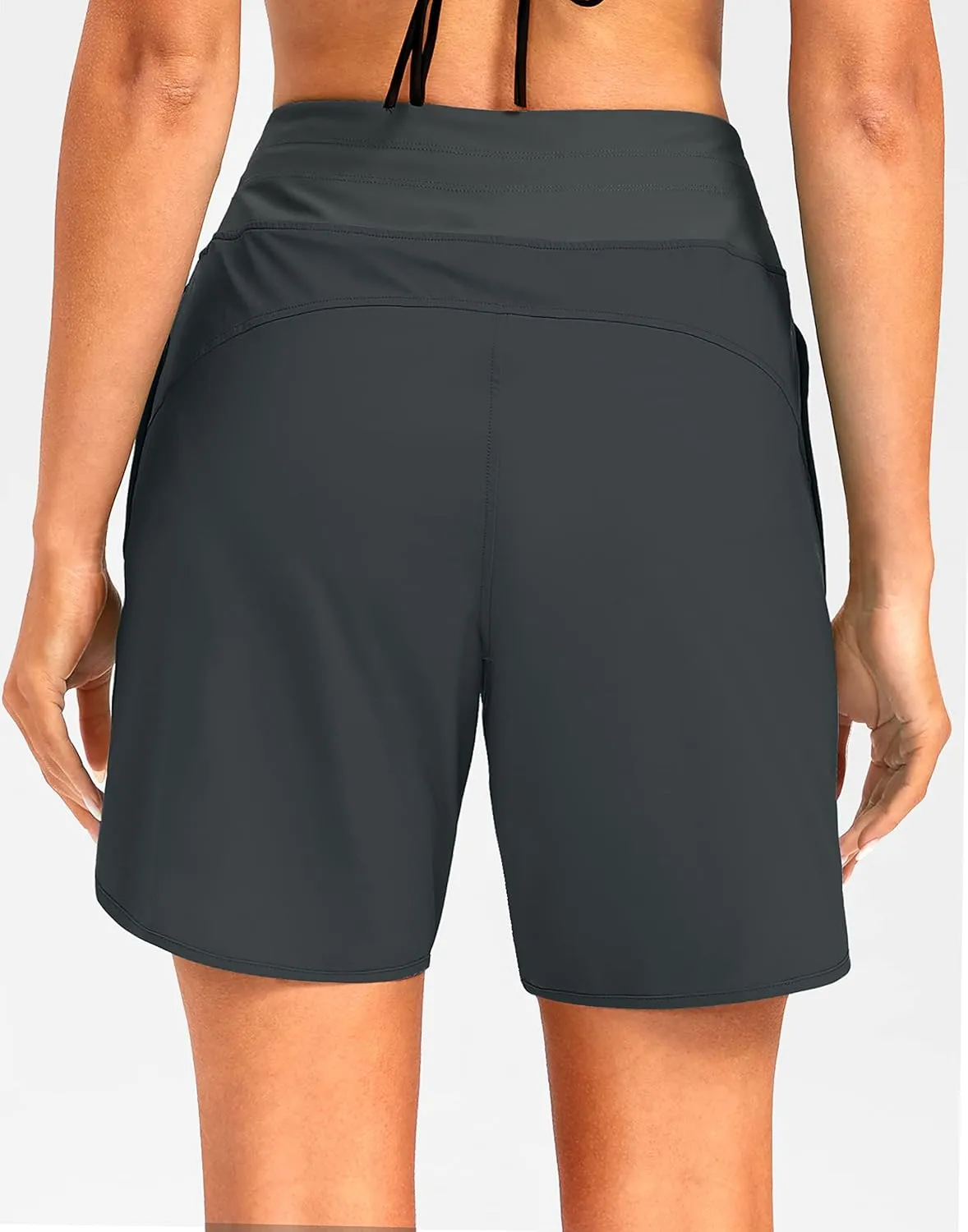 G Gradual Women's 7" Quick Dry High Waisted Swim Board Shorts with Zipper Pockets UPF 50  Beach Shorts for Women with Liner