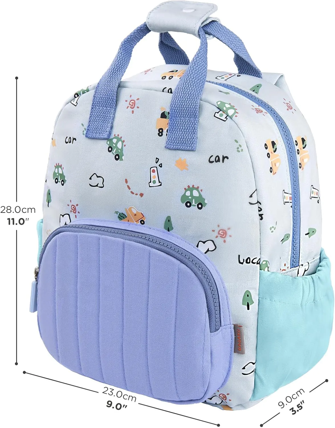 GAGAKU Toddler Backpack for Boys - Kids Backpack Mini Backpack 2-6 years old Cartoon Breathable Comfortable Preschool Backpack for School Travel - Blue Car