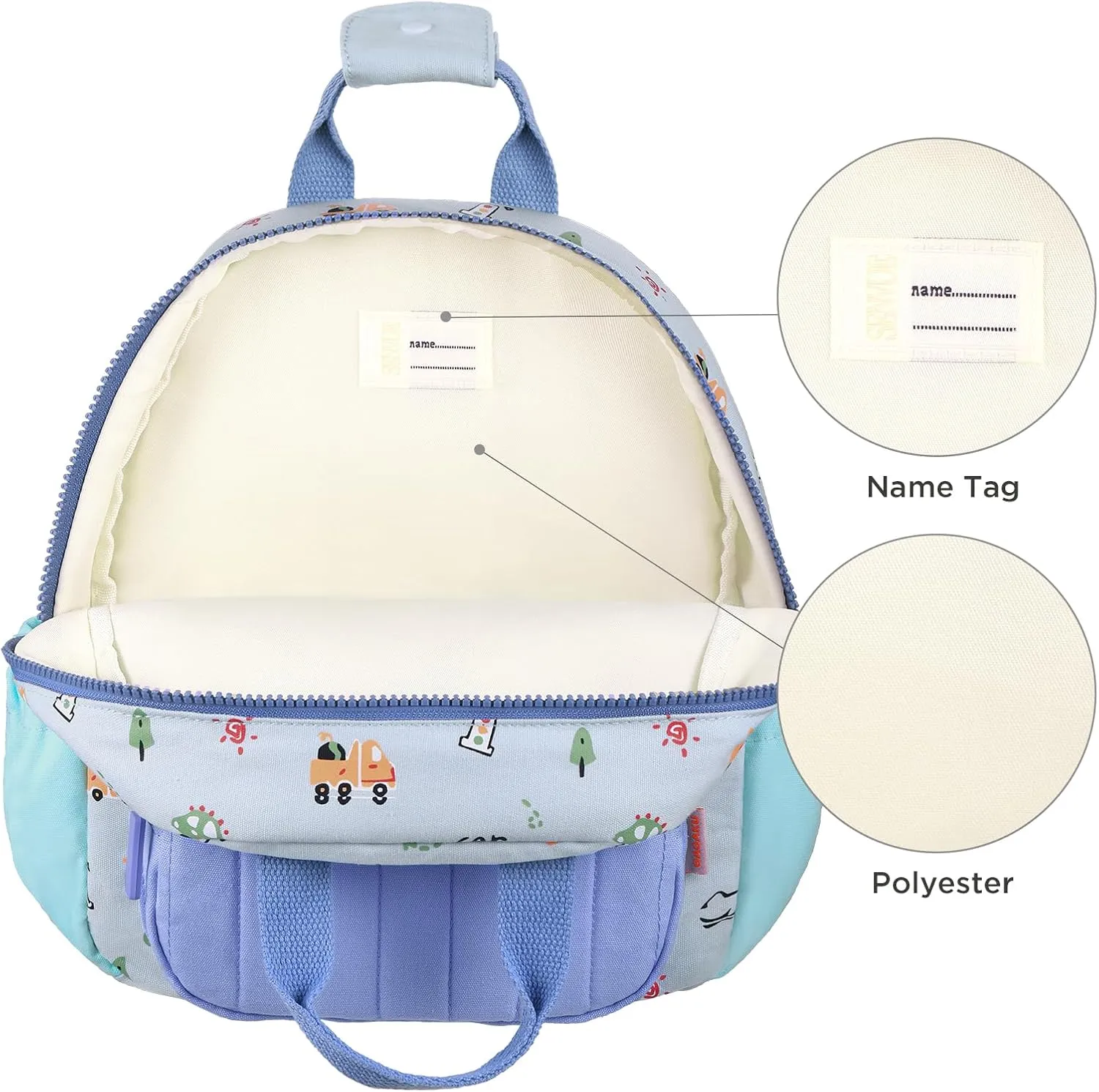 GAGAKU Toddler Backpack for Boys - Kids Backpack Mini Backpack 2-6 years old Cartoon Breathable Comfortable Preschool Backpack for School Travel - Blue Car