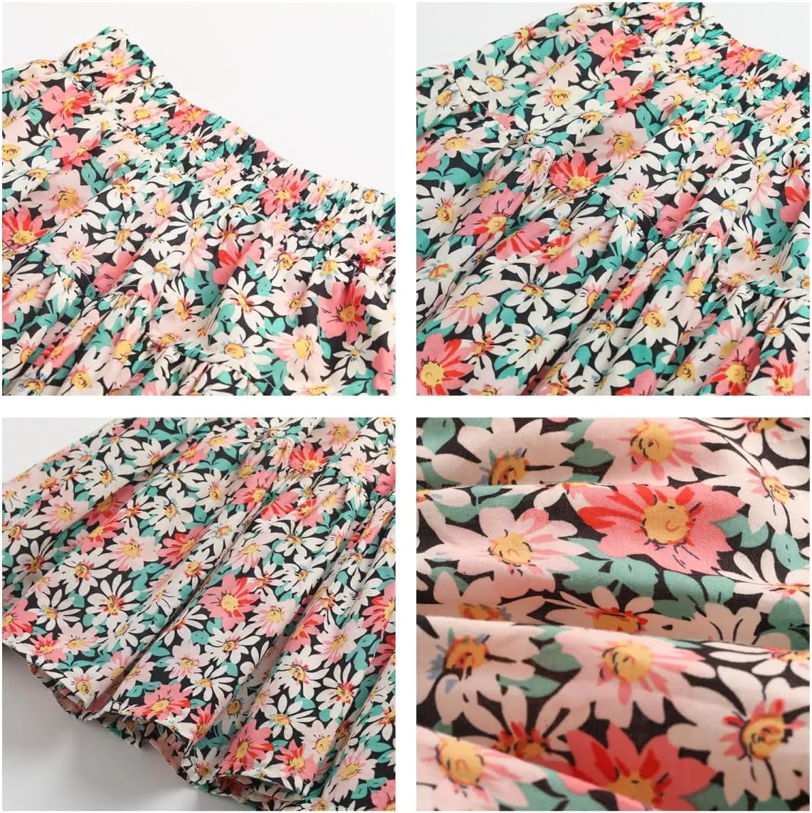 Girls and Toddlers Skirts Floral & Plaid Mini Skirt with Built-in Shorts
