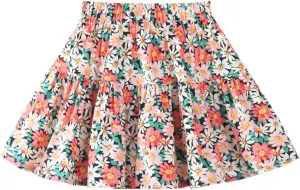Girls and Toddlers Skirts Floral & Plaid Mini Skirt with Built-in Shorts
