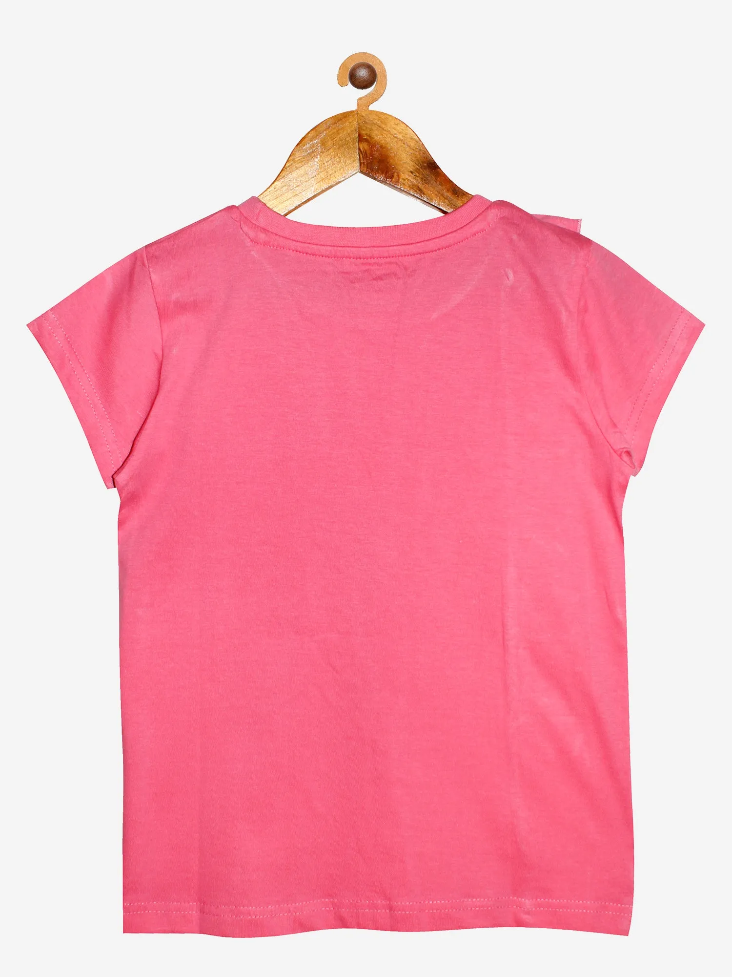 Girls Cotton T-Shirt with print and side frill