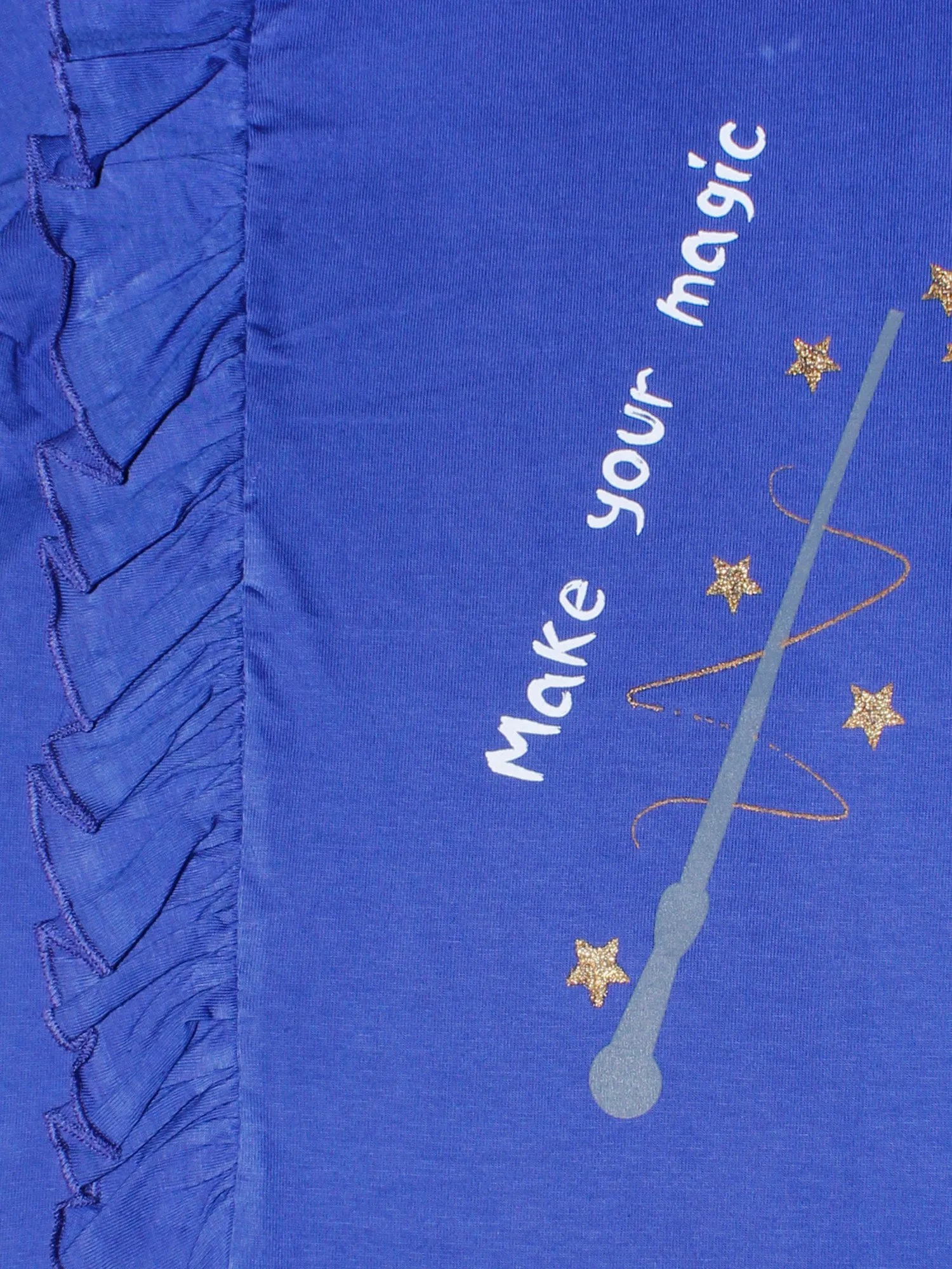 Girls Cotton T-Shirt with print and side frill