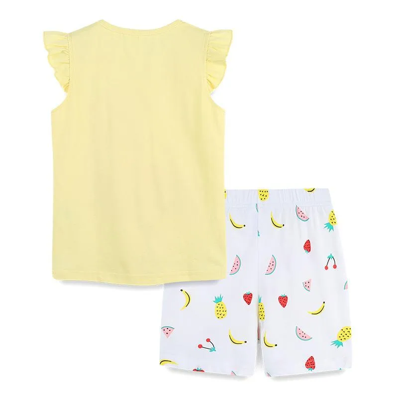 Girl's Flamingo Print Tee with Shorts Set