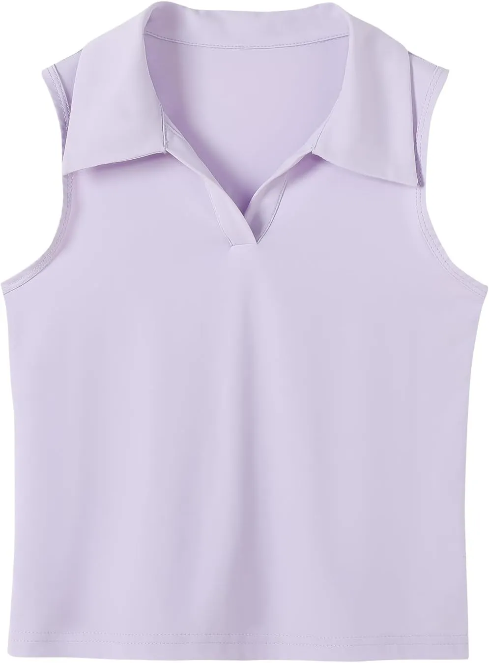 Girls Sleeveless Polo Shirts, Kids V Neck Golf Shirts Blouses, Quick Dry Athletic Girls Tennis Tank Tops, Size 5-14