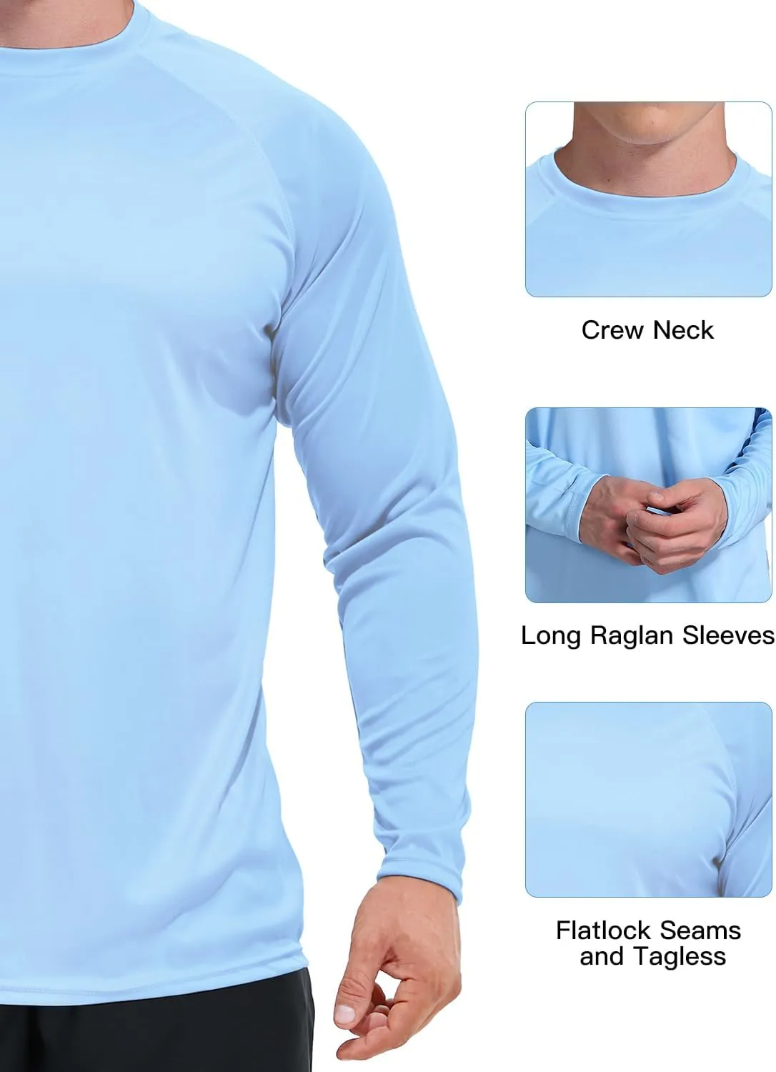 GKVK Men's Rash Guard Shirts SPF UPF 50  UV Sun Protection Long Sleeve Swim T-Shirts Lightweight Quick Dry Athletic Shirt