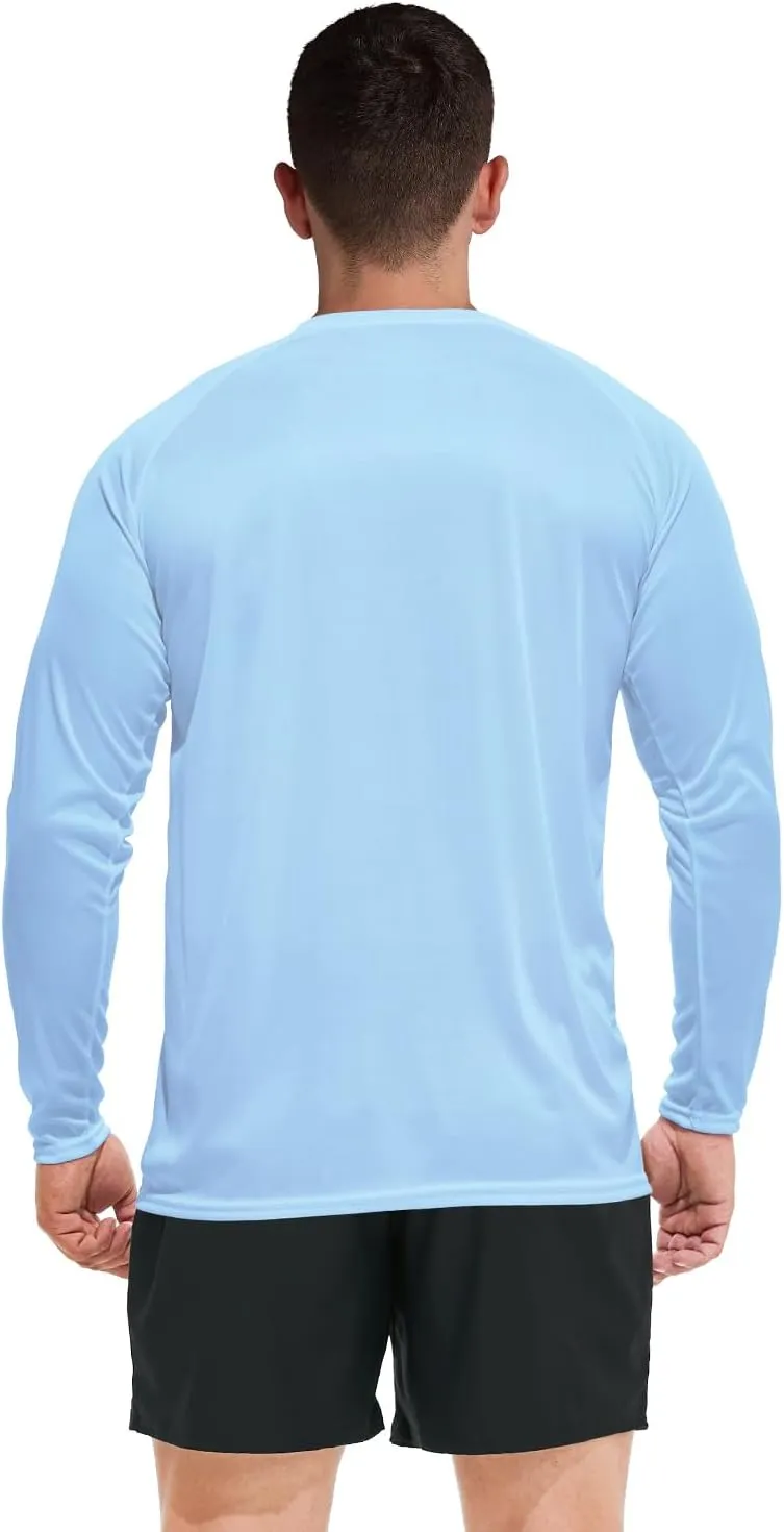 GKVK Men's Rash Guard Shirts SPF UPF 50  UV Sun Protection Long Sleeve Swim T-Shirts Lightweight Quick Dry Athletic Shirt
