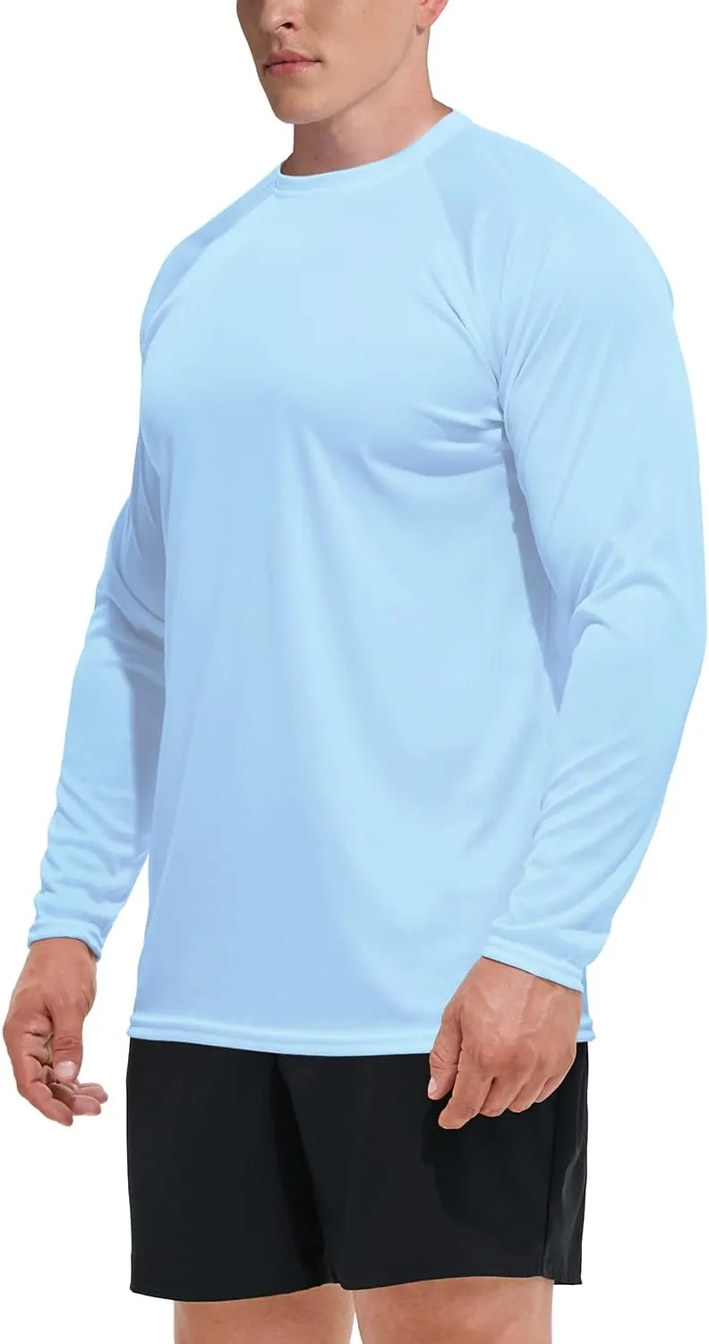 GKVK Men's Rash Guard Shirts SPF UPF 50  UV Sun Protection Long Sleeve Swim T-Shirts Lightweight Quick Dry Athletic Shirt