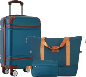 Hardshell Luggage Set for Easy Travel, Durable & Stylish Carry-On Suitcase with Spinner Wheels, Blue
