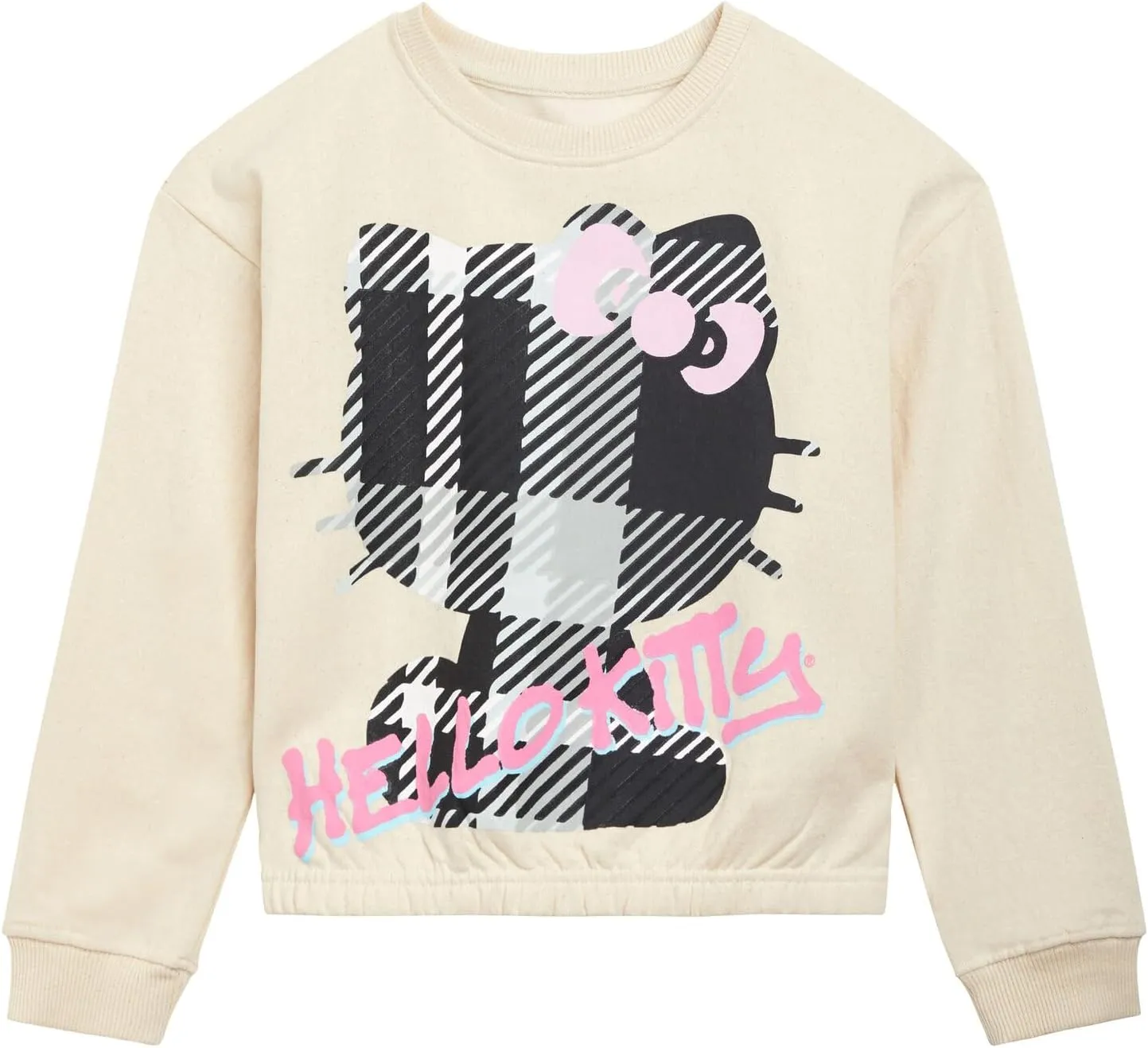 Hello Kitty Girls Fleece Boxy Sweatshirt and Jogger Pants Outfit Set Toddler to Big Kid Sizes (2T - 14-16)