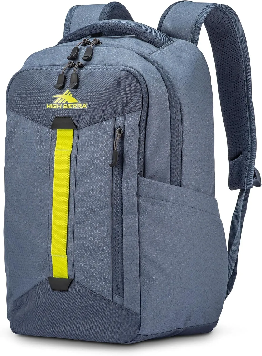 High Sierra Large Backpack Reflective Accent Comfortable Mesh Back School Bag with Tablet Device Sleeve and Adjustable Straps, Grey Blue