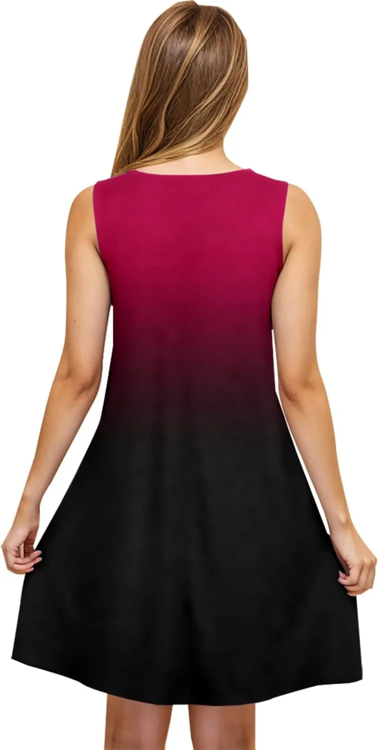 hlysgo Mini Dresses for Women 2025 Summer Casual Coverup Tank Dress Trendy Sleeveless Crew Neck Beach Sundress with Pockets