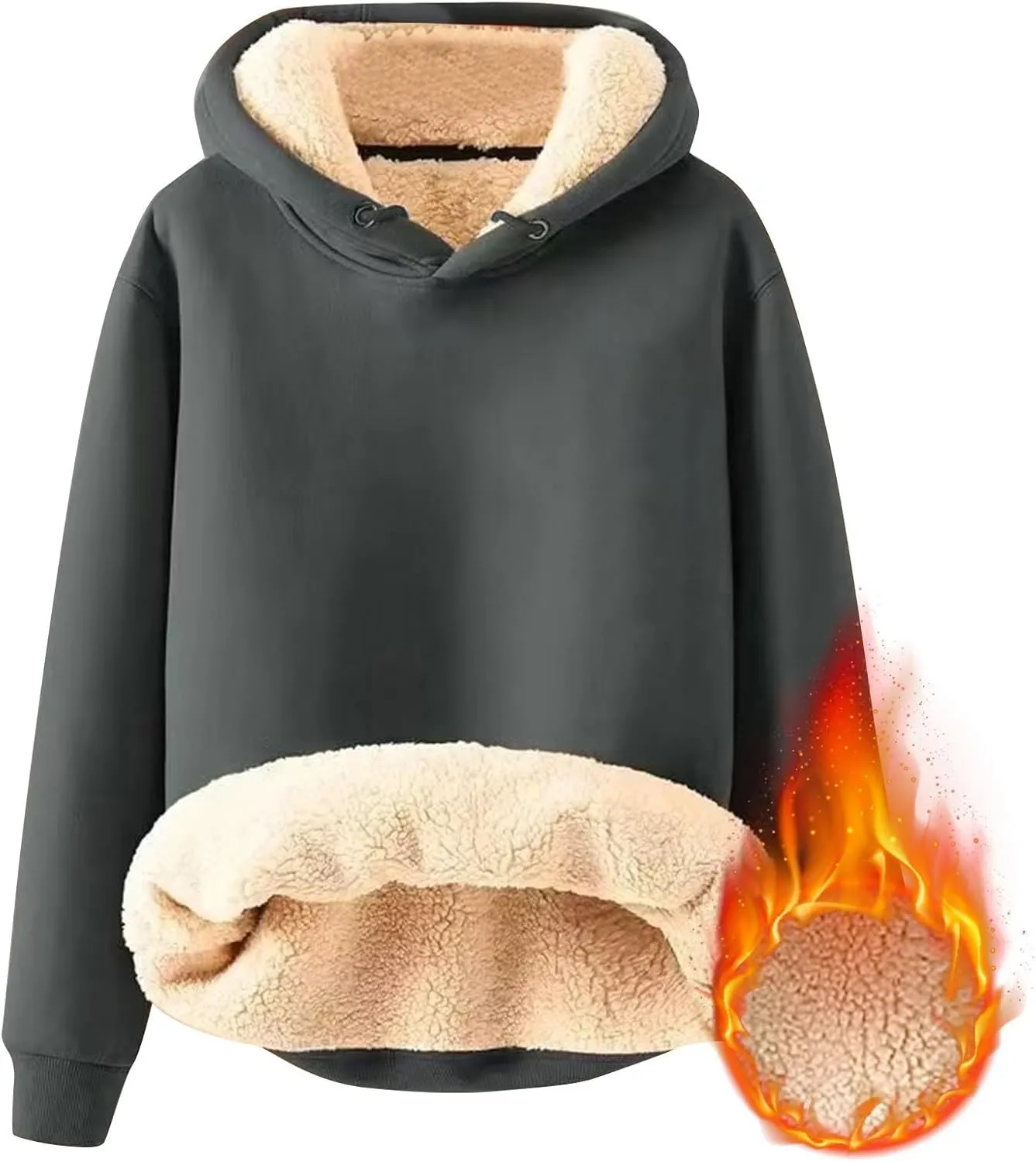 Hoodies for Men Heavyweight Fleece Lined Hoodie Thick Winter Pullover Warm Hooded Sweatshirt Thermal Windproof Jacket