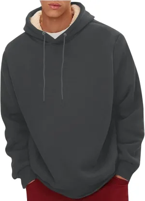 Hoodies for Men Heavyweight Fleece Lined Hoodie Thick Winter Pullover Warm Hooded Sweatshirt Thermal Windproof Jacket