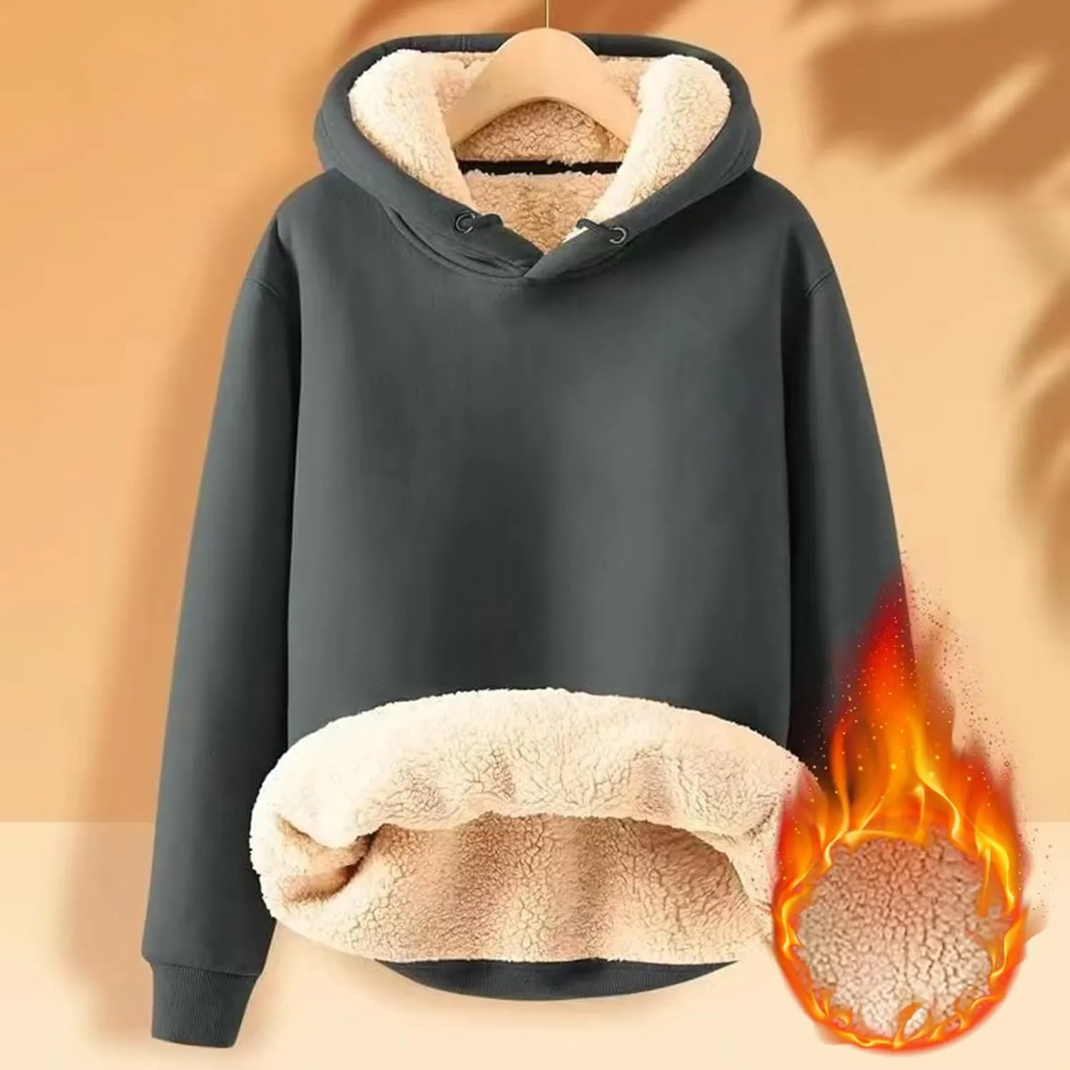 Hoodies for Men Heavyweight Fleece Lined Hoodie Thick Winter Pullover Warm Hooded Sweatshirt Thermal Windproof Jacket