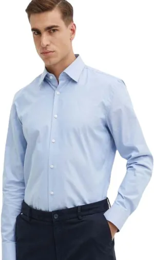 Hugo Boss Men's Hank Slim Fit Easy Iron Dress Shirt (US, Neck, 16, Light Blue)