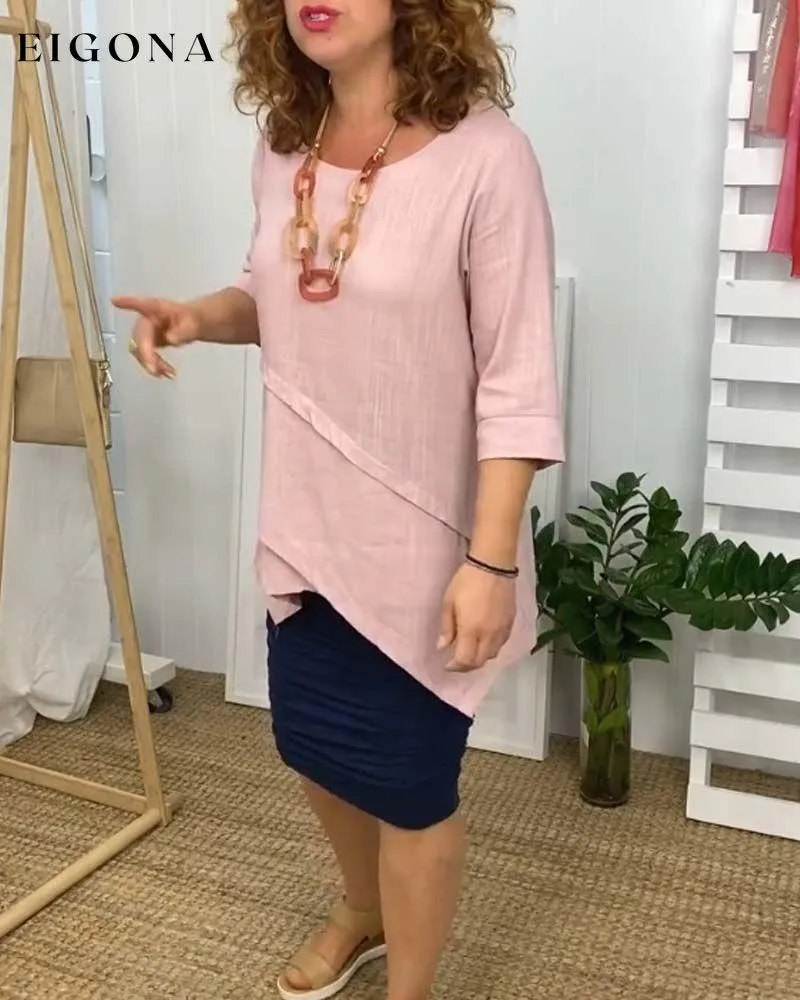Irregular patchwork round neck comfortable top