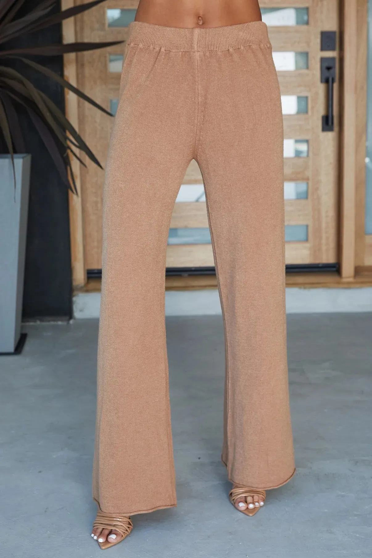 Italian Cozy Flared Pant in Camel