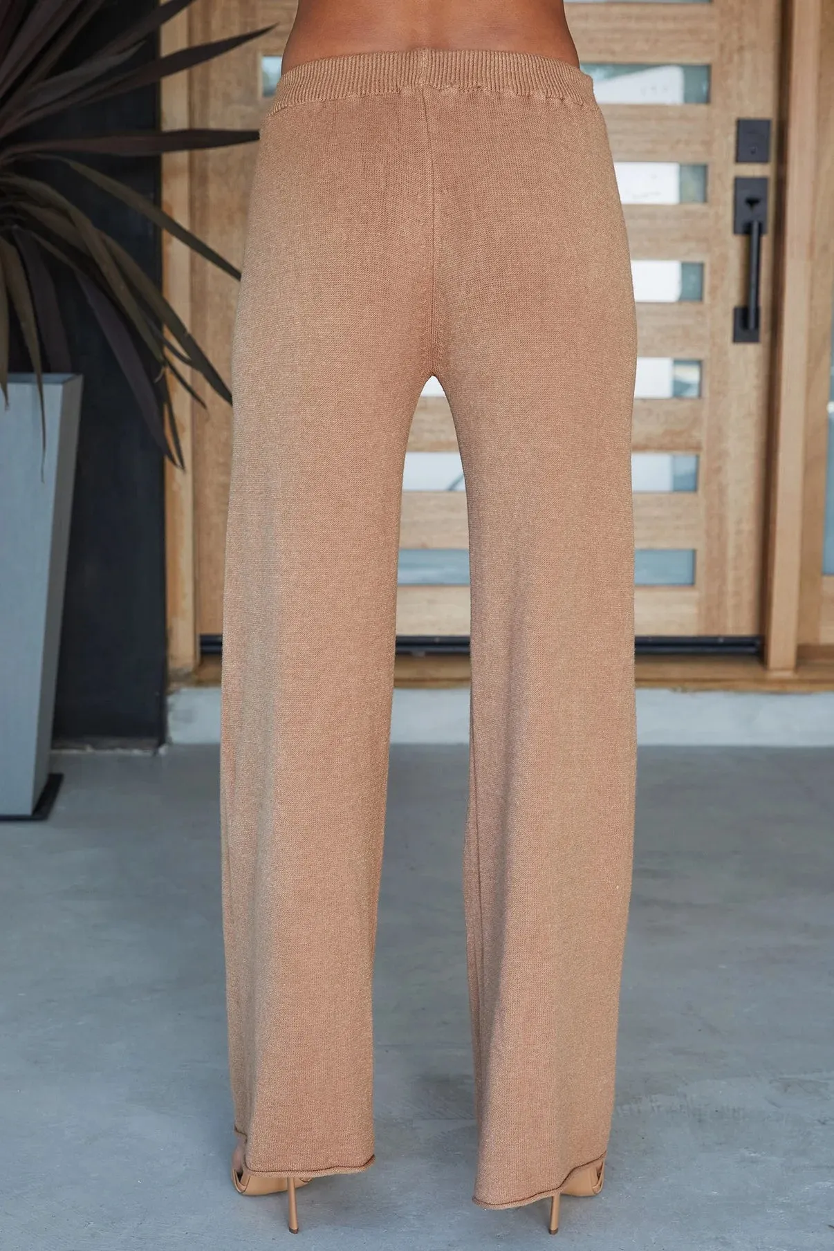 Italian Cozy Flared Pant in Camel