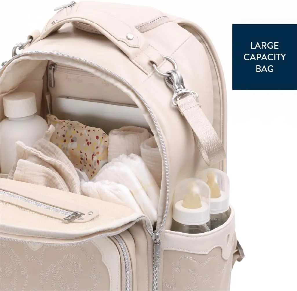 Itzy Ritzy Diaper Bag Backpack  Large Capacity Boss Plus Baby Backpack Diaper Bag Featuring 19 Pockets, Changing Pad, Stroller Clips, and Comfortable Backpack Straps, Oat