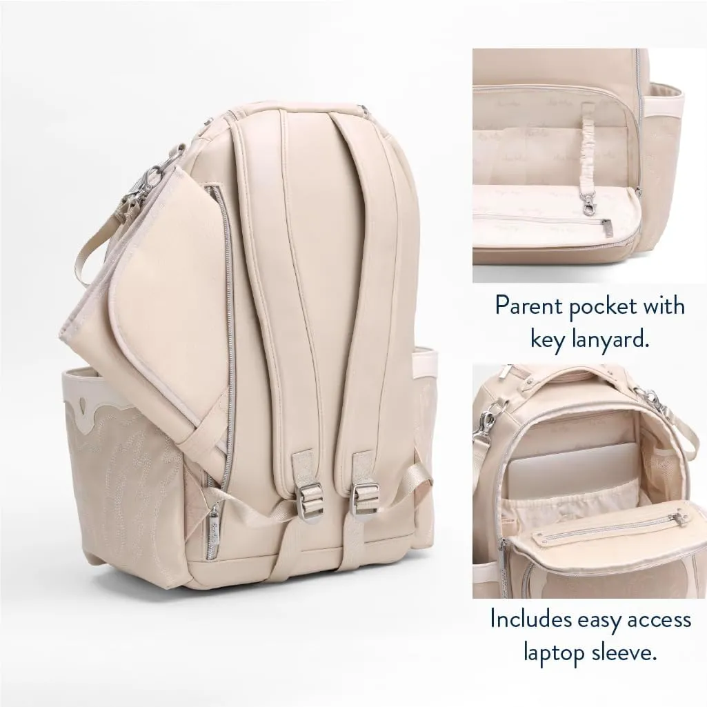 Itzy Ritzy Diaper Bag Backpack  Large Capacity Boss Plus Baby Backpack Diaper Bag Featuring 19 Pockets, Changing Pad, Stroller Clips, and Comfortable Backpack Straps, Oat