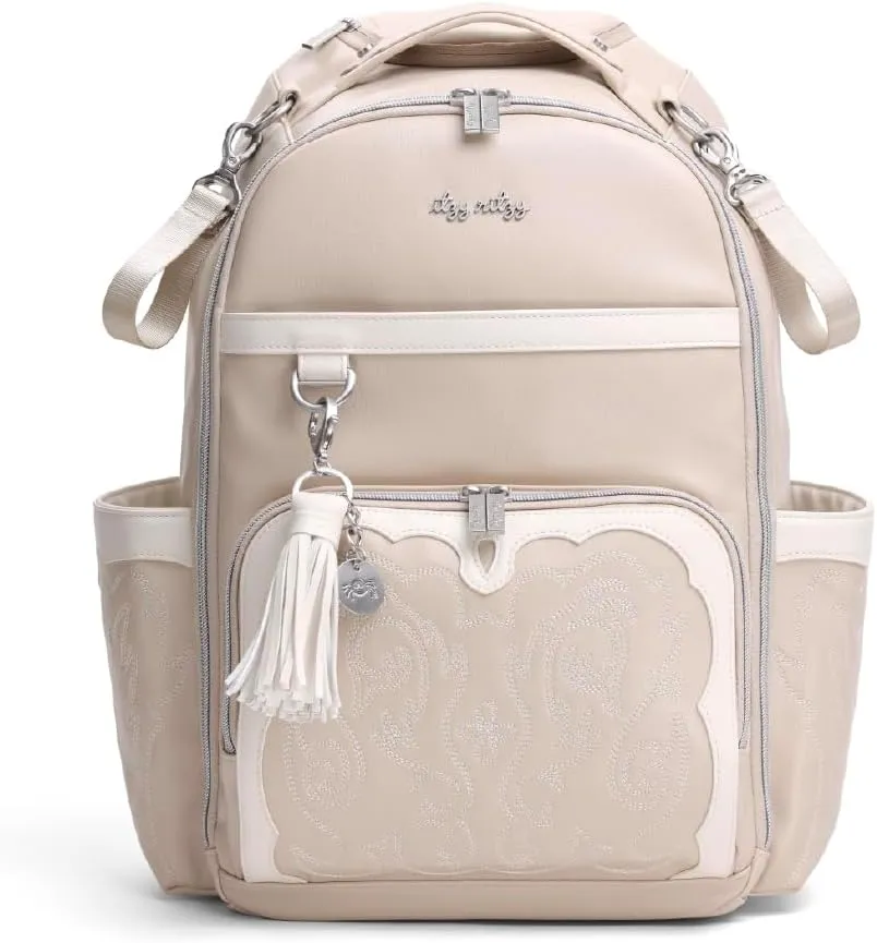 Itzy Ritzy Diaper Bag Backpack  Large Capacity Boss Plus Baby Backpack Diaper Bag Featuring 19 Pockets, Changing Pad, Stroller Clips, and Comfortable Backpack Straps, Oat