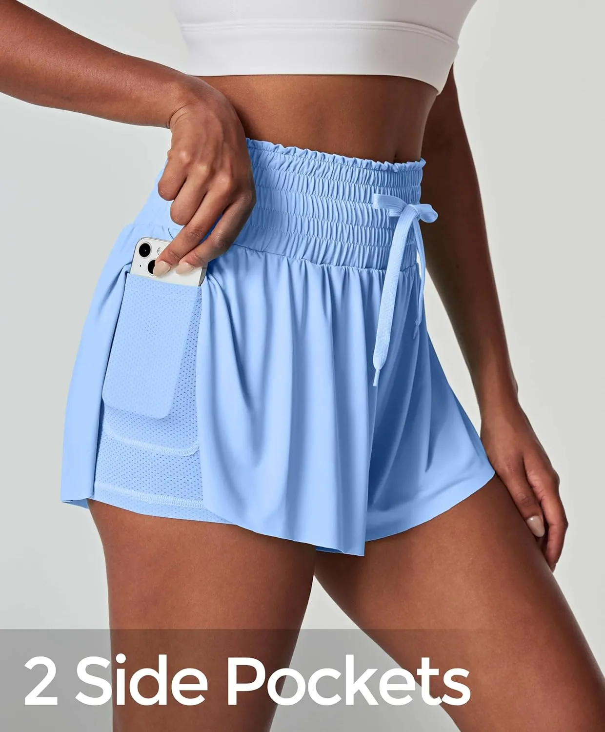 IUGA Athletic Shorts for Women High Waisted Butterfly Shorts Flowy Running Workout Tennis Skorts with Pockets Preppy Clothes