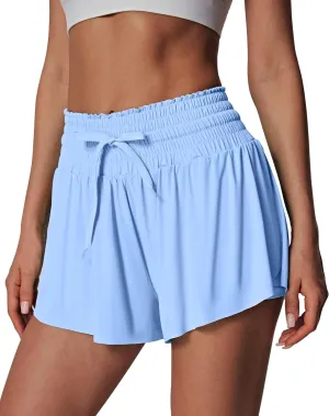 IUGA Athletic Shorts for Women High Waisted Butterfly Shorts Flowy Running Workout Tennis Skorts with Pockets Preppy Clothes