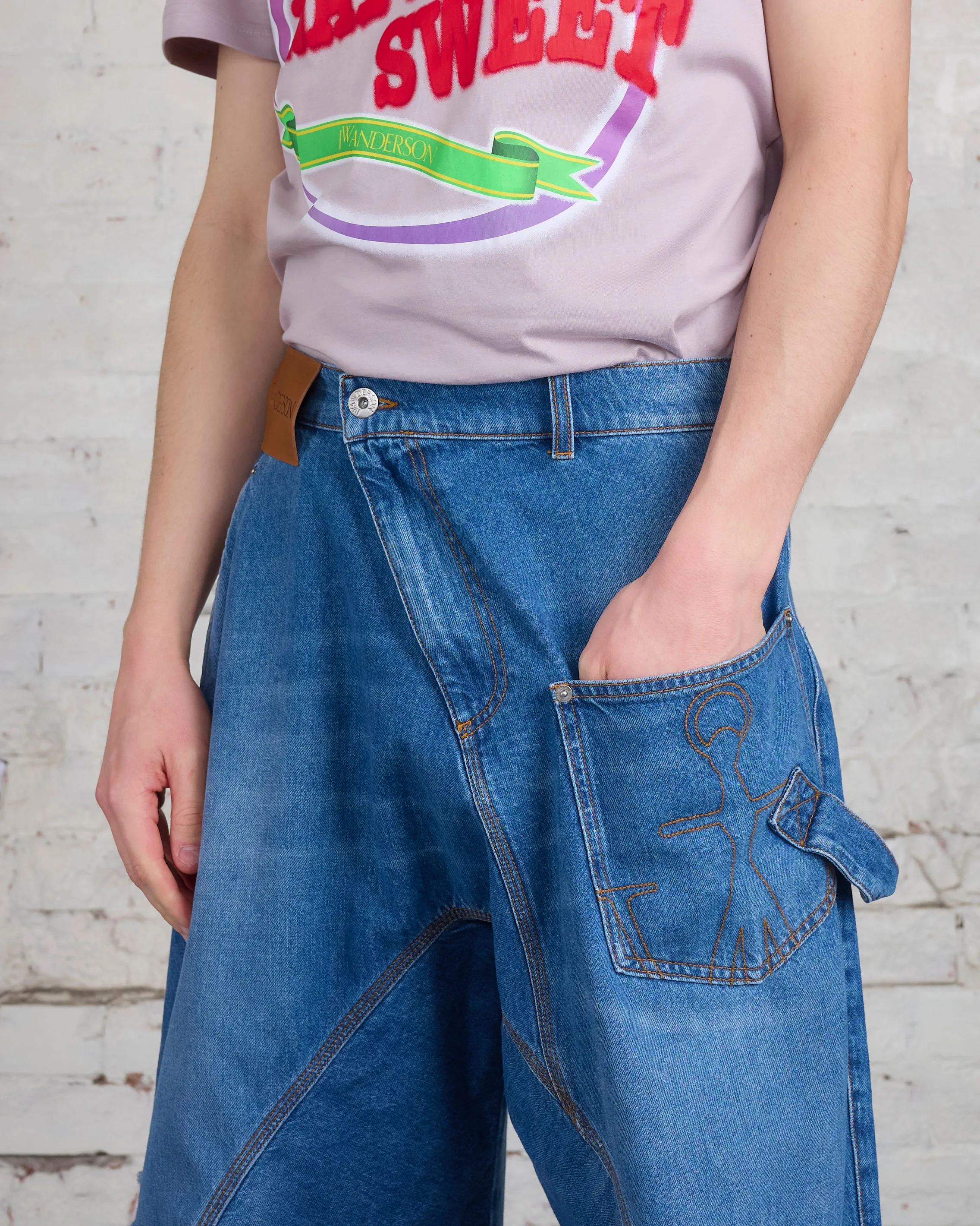 JW Anderson Twisted Workwear Short Light Blue Denim