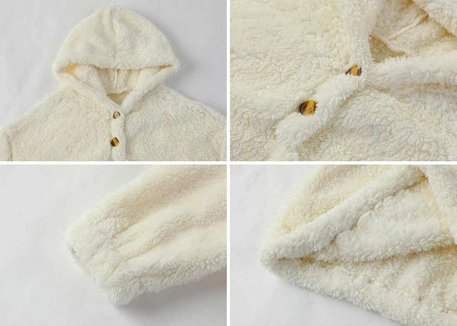 Kids Girl's Fuzzy Hoodies Warm Loose Fleece Button Down Pullover Sweatshirts Winter Tops