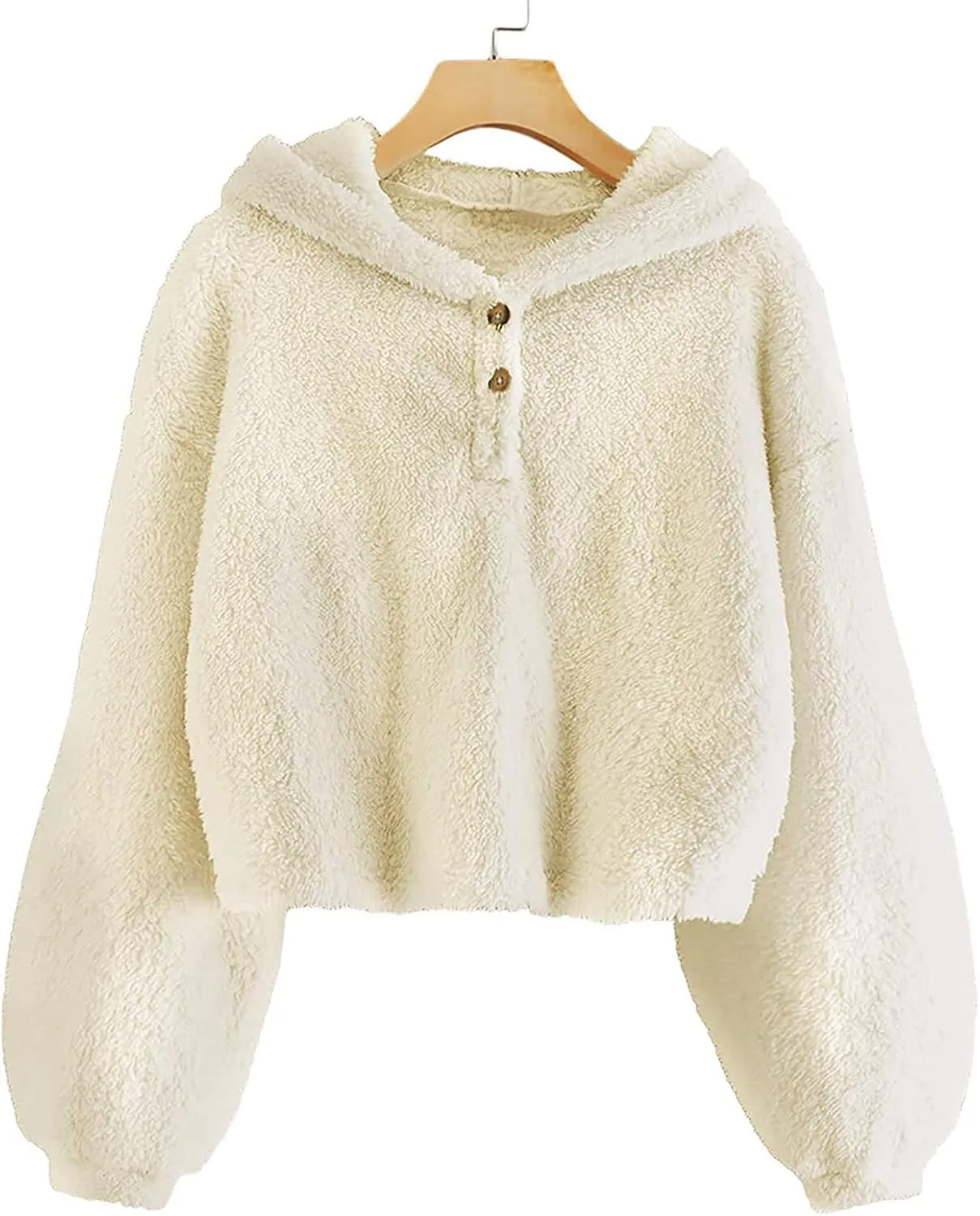 Kids Girl's Fuzzy Hoodies Warm Loose Fleece Button Down Pullover Sweatshirts Winter Tops