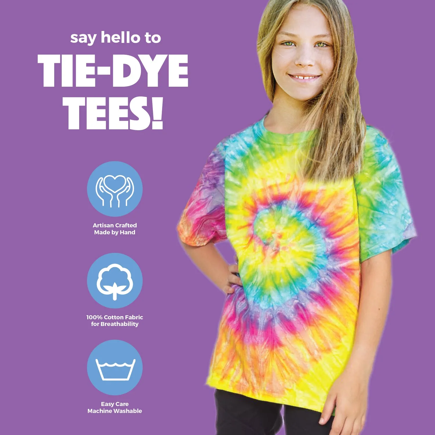 Krazy Tees Tie Dye T-Shirt - Teen Unisex Tie Dye T-Shirts