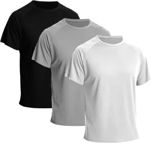 LANBAOSI 3 Pack Workout Running Shirts for Men Moisture Wicking Quick Dry Athletic Active Men's Gym Performance T Shirts