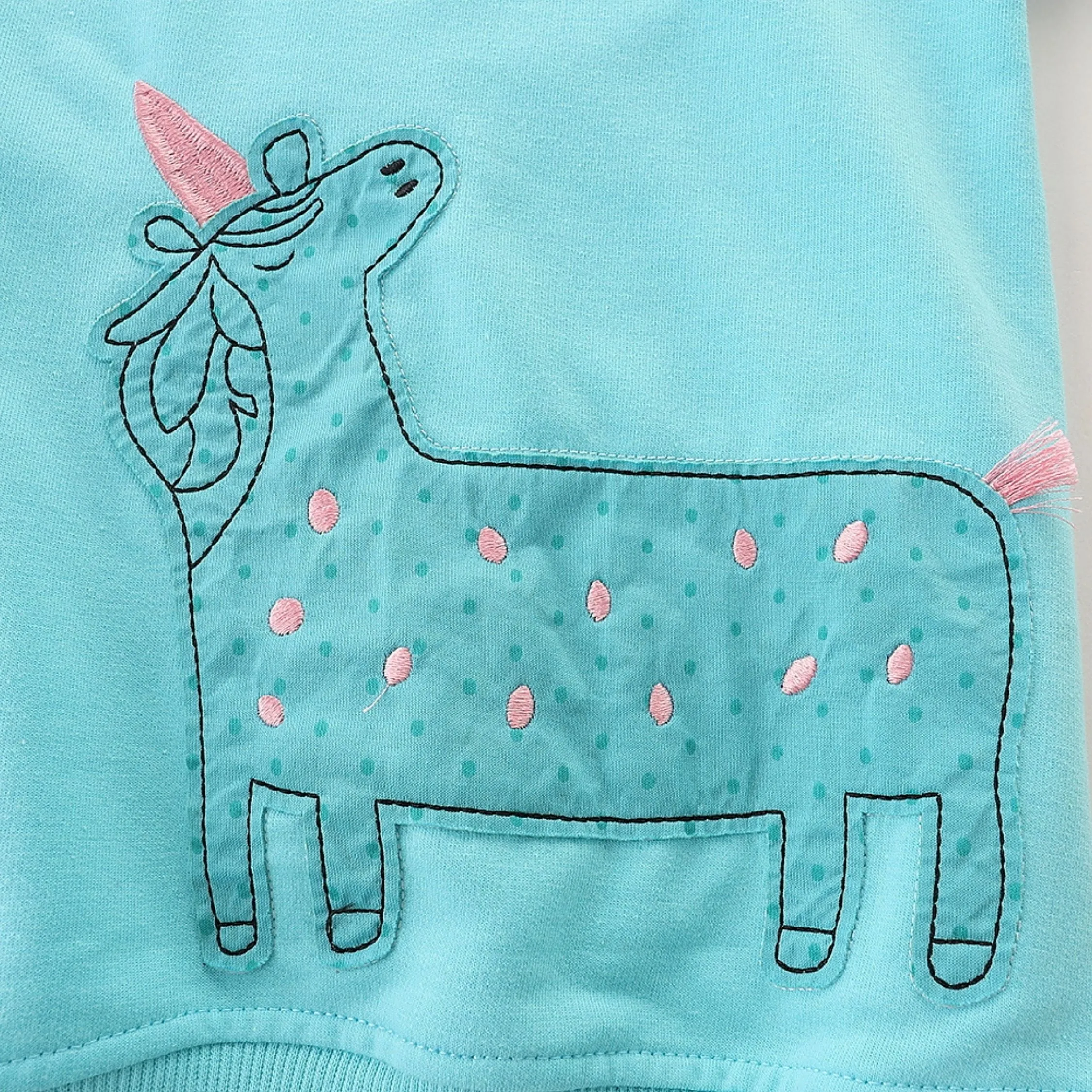 Little Unicorn Round Neck Sweat Shirt for Girls   (Teal)