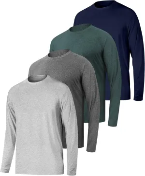 Long Sleeve Shirts for Men 4 Pack Workout T Shirt UPF 50  Rash Guard Quick Dry Fit Fishing Athletic Tshirt
