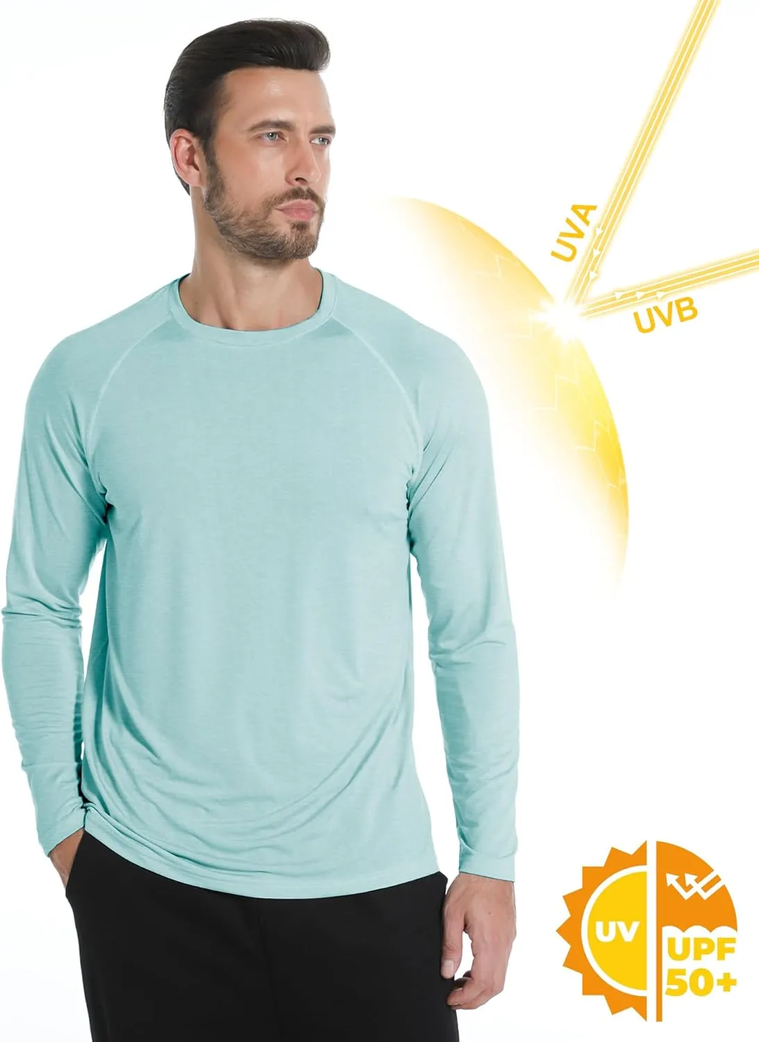 Long Sleeve Shirts for Men 4 Pack Workout T Shirt UPF 50  Rash Guard Quick Dry Fit Fishing Athletic Tshirt