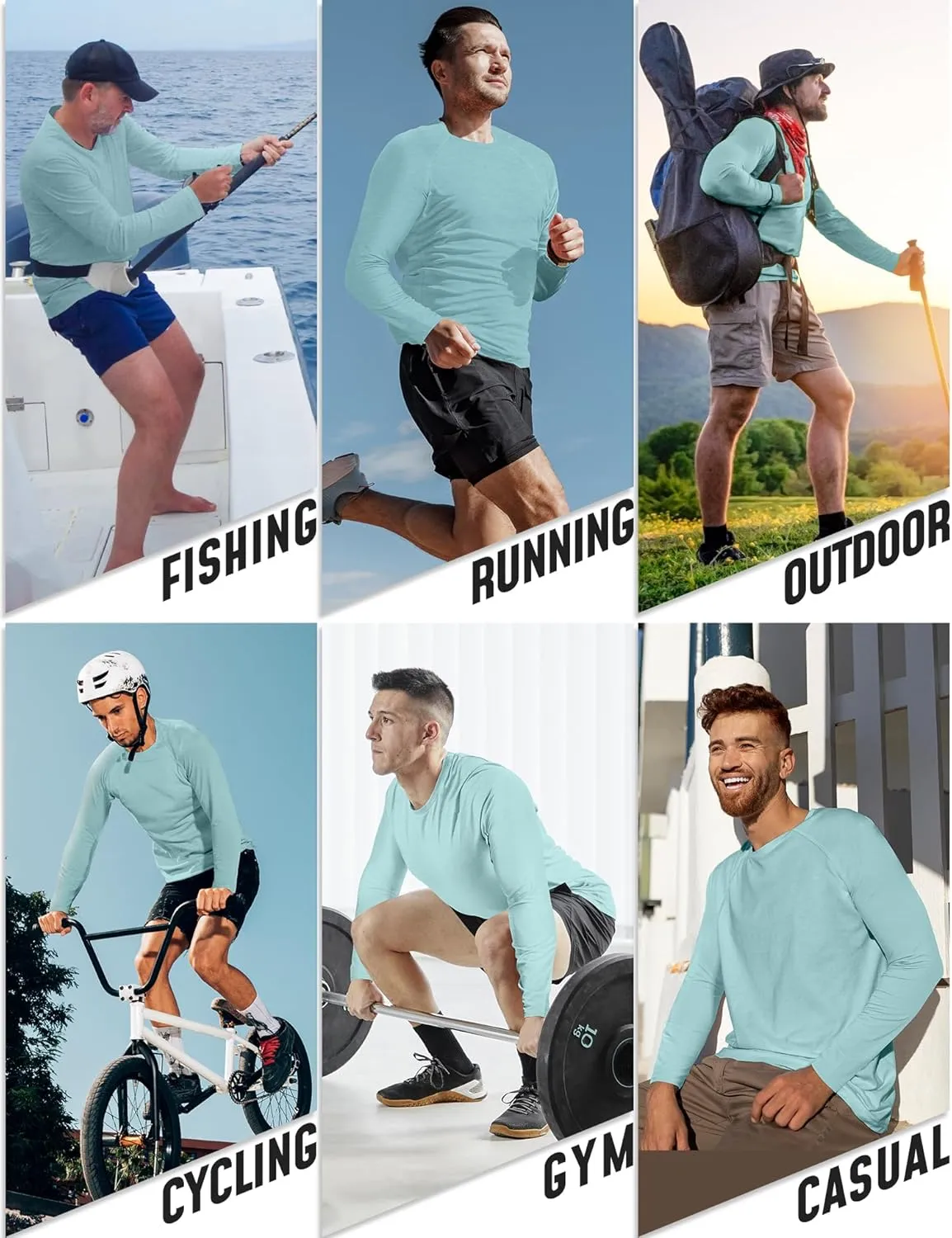Long Sleeve Shirts for Men 4 Pack Workout T Shirt UPF 50  Rash Guard Quick Dry Fit Fishing Athletic Tshirt