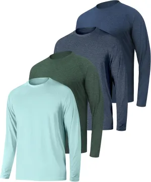 Long Sleeve Shirts for Men 4 Pack Workout T Shirt UPF 50  Rash Guard Quick Dry Fit Fishing Athletic Tshirt