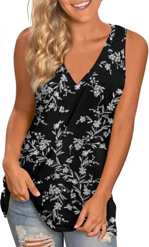 LONGYUAN Women's Summer Tank Tops V Neck Sleeveless Shirts S-3XL