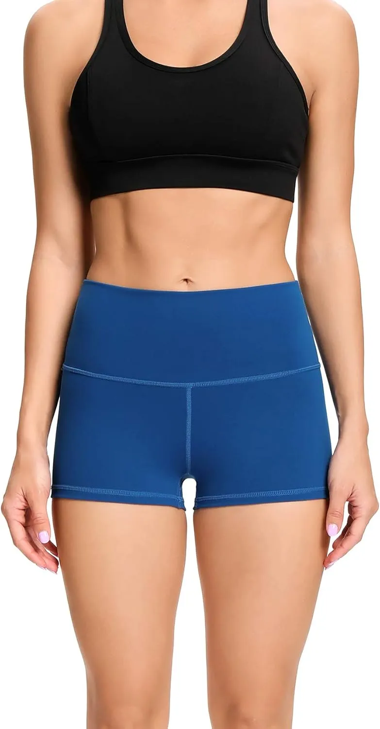 LXNMGO Women's 2"/7" High Waist Yoga Shorts Tummy Control Workout Running Biker Volleyball Shorts for Women with Side Pockets