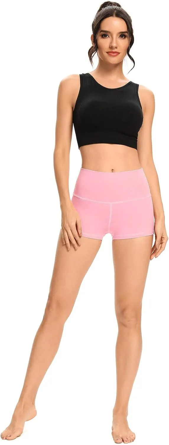 LXNMGO Women's 2"/7" High Waist Yoga Shorts Tummy Control Workout Running Biker Volleyball Shorts for Women with Side Pockets