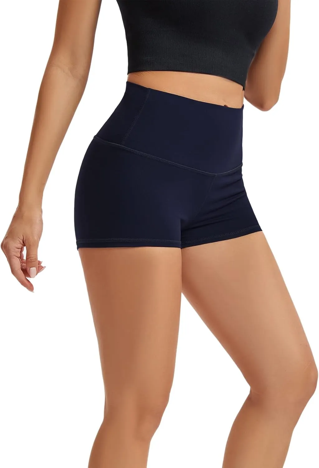 LXNMGO Women's 2"/7" High Waist Yoga Shorts Tummy Control Workout Running Biker Volleyball Shorts for Women with Side Pockets