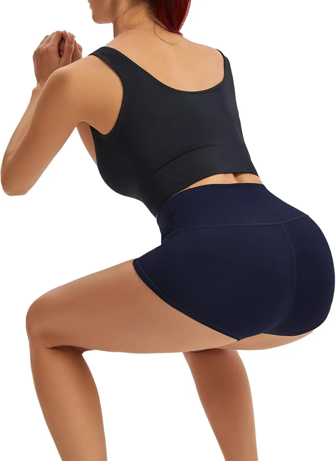 LXNMGO Women's 2"/7" High Waist Yoga Shorts Tummy Control Workout Running Biker Volleyball Shorts for Women with Side Pockets