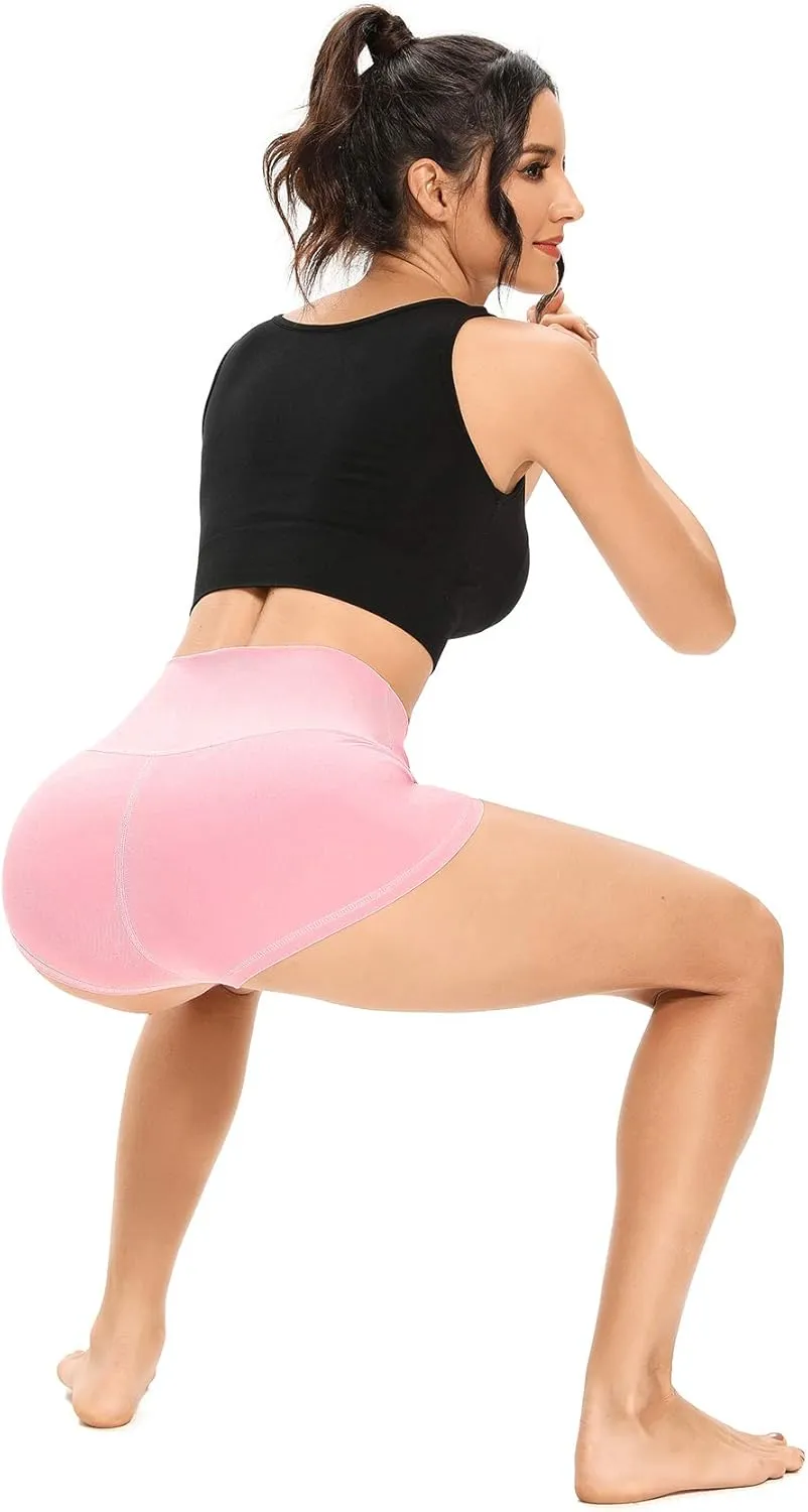 LXNMGO Women's 2"/7" High Waist Yoga Shorts Tummy Control Workout Running Biker Volleyball Shorts for Women with Side Pockets